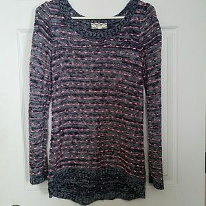 Pink Rose Gray & Pink Knit Sweater Size Small